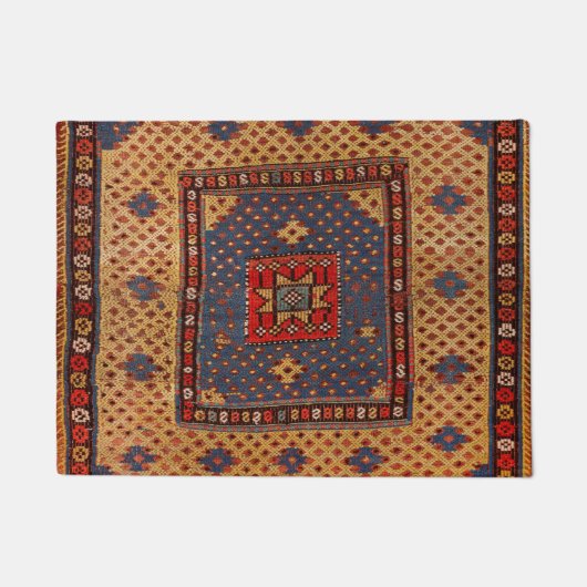 クルディッシュサフレダークタンイエローブルー ドアマット (正面)