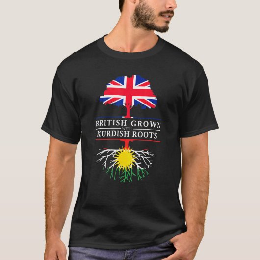 クルドの根を持つ英国生まれ - クルドスタンとアメリカ Tシャツ (正面)