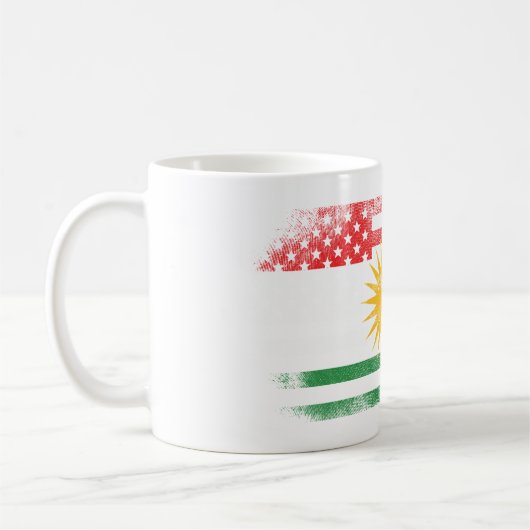 クルドの米国旗の   クルジスタンおよび米国のデザイン コーヒーマグカップ (左)