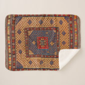 クルドサフレダークタンイエローブルー  シェルパブランケット (正面(横))