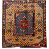 クルドサフレダークタンイエローブルー  シャワーカーテン (正面)