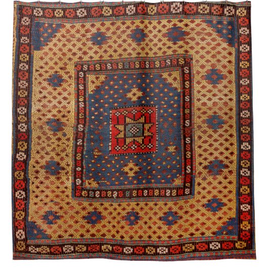 クルドサフレダークタンイエローブルー  シャワーカーテン (正面)