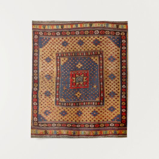 クルドサフレダークタンイエローブルー  タペストリー (正面)