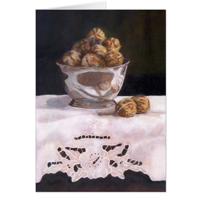 クルミが付いている銀製ボール (正面)