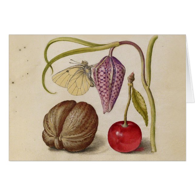 クルミの花とさくらんぼ水彩 (正面横)