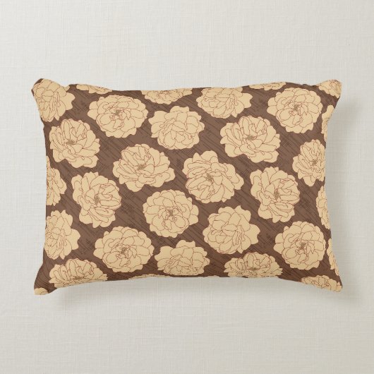 クルミの茶色のバロックバラ – シームレスなパターン。 アクセントクッション (正面)