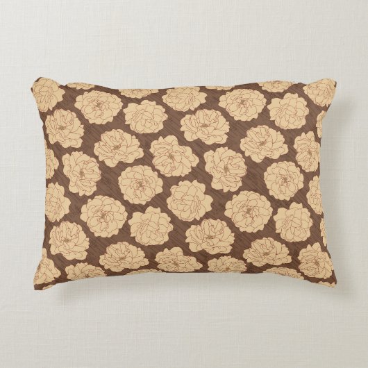 クルミの茶色のバロックバラ – シームレスなパターン。 アクセントクッション (正面)