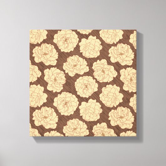 クルミの茶色のバロックバラ – シームレスなパターン。 キャンバスプリント (正面)