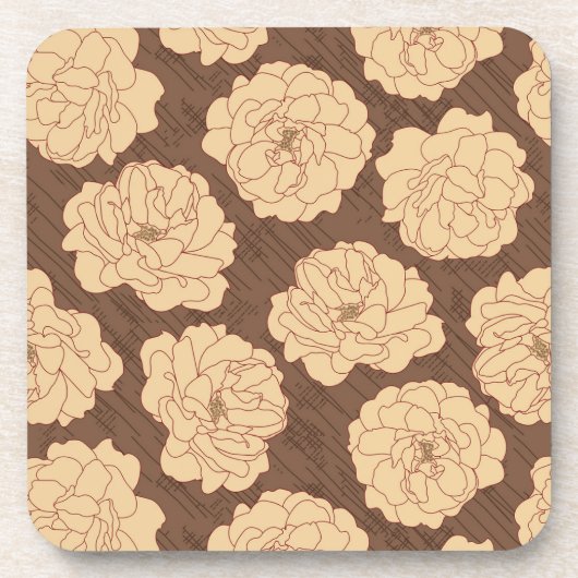 クルミの茶色のバロックバラ – シームレスなパターン。 コースター (正面)