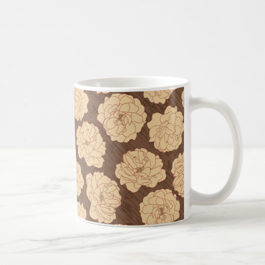 クルミの茶色のバロックバラ – シームレスなパターン。 コーヒーマグカップ (右)