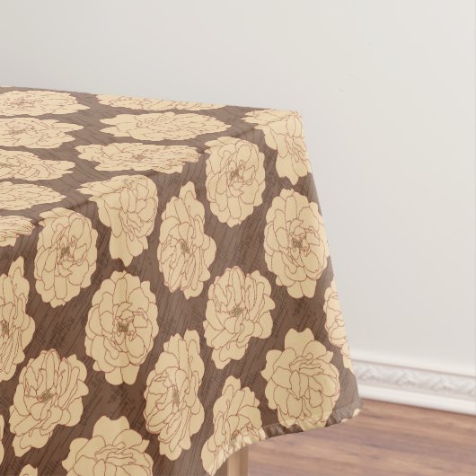 クルミの茶色のバロックバラ – シームレスなパターン。 テーブルクロス (インサイチュ)