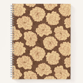 クルミの茶色のバロックバラ – シームレスなパターン。 ノートブック