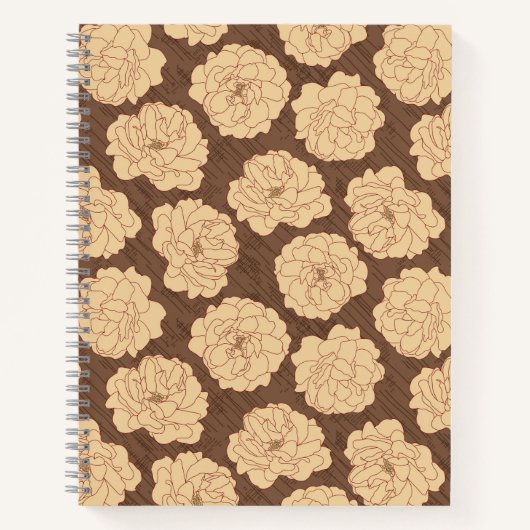 クルミの茶色のバロックバラ – シームレスなパターン。 ノートブック (正面)
