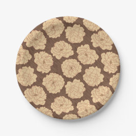 クルミの茶色のバロックバラ – シームレスなパターン。 ペーパープレート