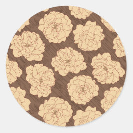 クルミの茶色のバロックバラ – シームレスなパターン。 ラウンドシール