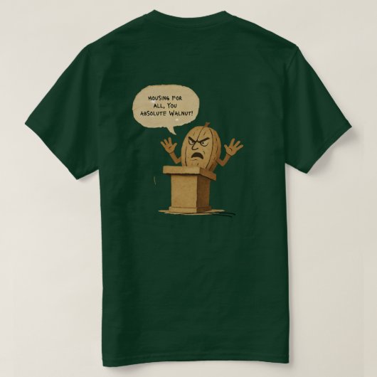 クルミよ、すべての人に住居を! Tシャツ (デザイン裏面)