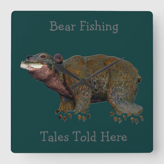 クルミベア魚釣り物語 スクエア壁時計 (正面)