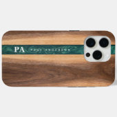 クルミ木製緑大理石モノグラム名カスタム Case-Mate iPhoneケース (裏面 (横))