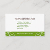 クルミ畑，農業，果樹園 名刺 (裏面)