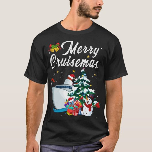 クルメリーイセマスファミリークルーズクリスマスボおもしろいート Tシャツ (正面)