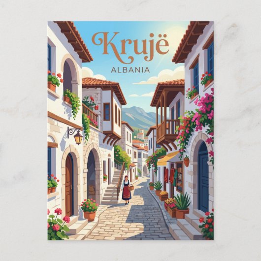 クルヤの古いバザールの路地 アルバニア ポストカード (正面)