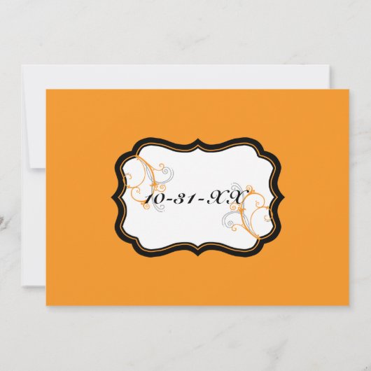 クルリ-QアイボリーB (オレンジ)結婚式招待状 招待状 (裏面)