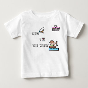 "クルーの新人" ピンクのカスタムフィッシング ベビーTシャツ