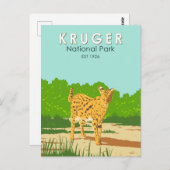 クルーガーナショナルパークセルバルトラベルアートヴィンテージ ポストカード (正面/裏面)