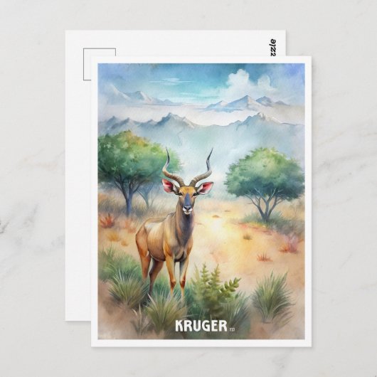 クルーガー国立公園ウォーター絵を描カラー ポストカード (正面/裏面)