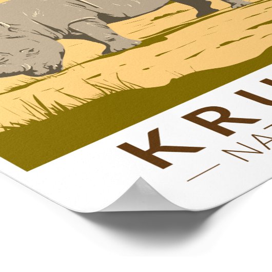 クルーガー国立公園ホワイトライノセロス旅行アート ポスター (角)