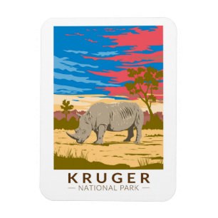 クルーガー国立公園ホワイトライノセロス旅行アート マグネット