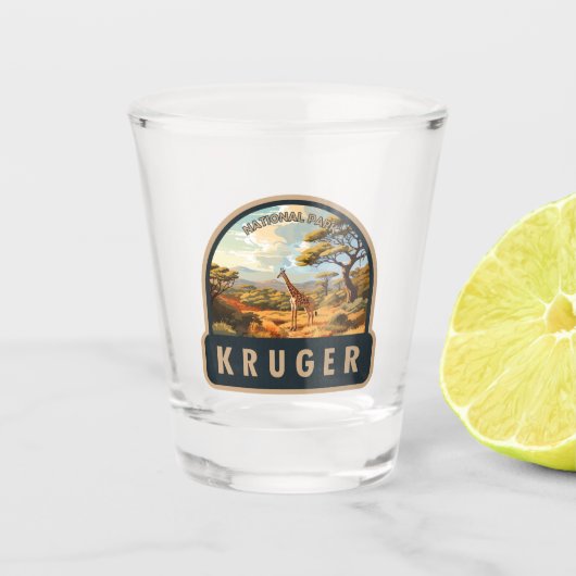 クルーガー国立公園南アフリカ共和国キリンヴィンテージ ショットグラス (正面)
