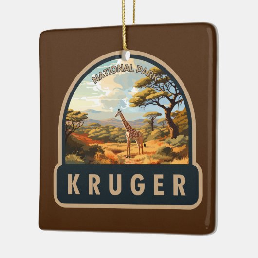 クルーガー国立公園南アフリカ共和国キリンヴィンテージ セラミックオーナメント (左)