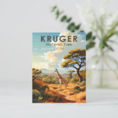 クルーガー国立公園南アフリカ共和国キリンヴィンテージ ポストカード (スタンド正面)