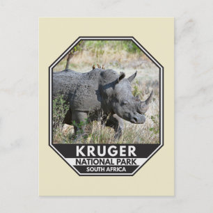 クルーガー国立公園南アフリカRhino水彩画 ポストカード