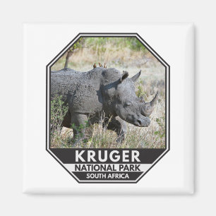 クルーガー国立公園南アフリカRhino水彩画 マグネット