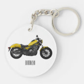 クルーザーのオートバイの漫画イラストレーション キーホルダー (裏面)