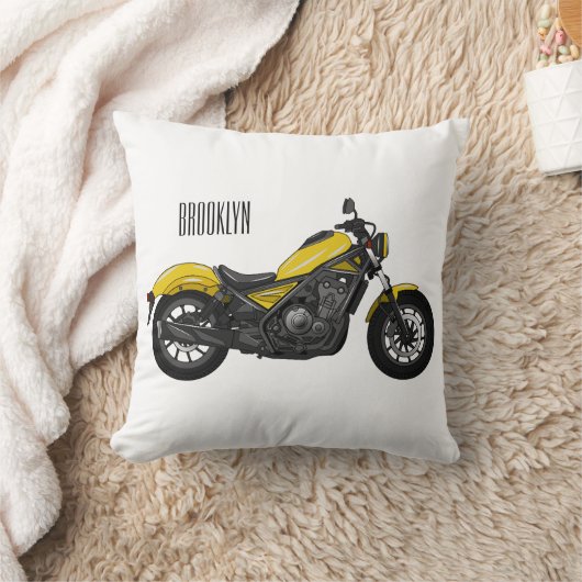 クルーザーのオートバイの漫画イラストレーション クッション (ブランケット)