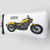 クルーザーのオートバイの漫画イラストレーション ゴルフヘッドカバー (正面)