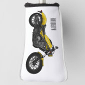 クルーザーのオートバイの漫画イラストレーション ゴルフヘッドカバー (回転90)