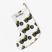 クルーザーのオートバイの漫画イラストレーション スモールクリスマスストッキング (裏面 (吊り時))