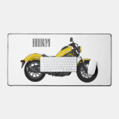 クルーザーのオートバイの漫画イラストレーション デスクマット (キーボード&マウス)