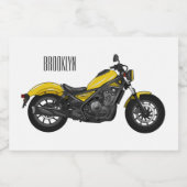 クルーザーのオートバイの漫画イラストレーション フードラベル (シングルラベル)