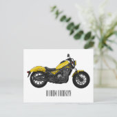 クルーザーのオートバイの漫画イラストレーション ポストカード (スタンド正面)