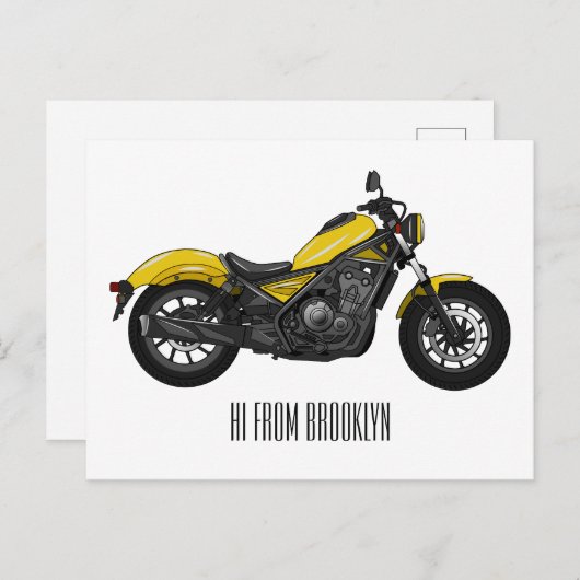 クルーザーのオートバイの漫画イラストレーション ポストカード (正面/裏面)