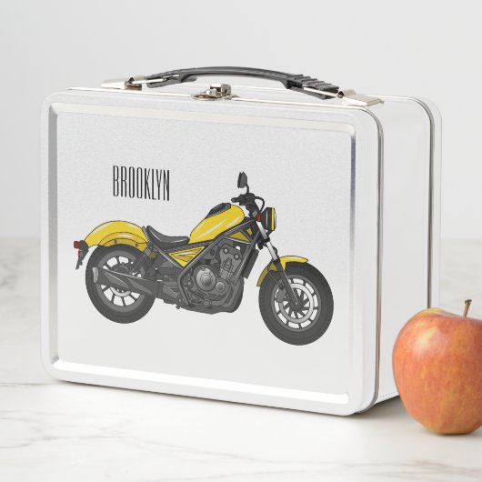 クルーザーのオートバイの漫画イラストレーション メタルランチボックス (インサイチュ)