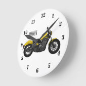クルーザーのオートバイの漫画イラストレーション ラウンド壁時計 (傾斜)