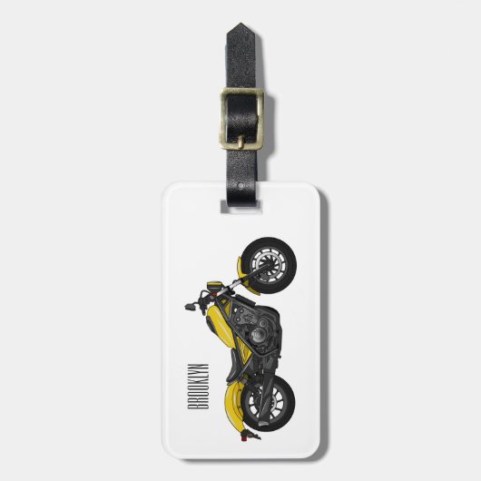 クルーザーのオートバイの漫画イラストレーション ラゲッジタグ (正面縦)