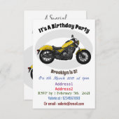 クルーザーのオートバイの漫画イラストレーション 招待状 (正面/裏面)