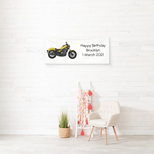 クルーザーのオートバイの漫画イラストレーション 横断幕 (インサイチュ)